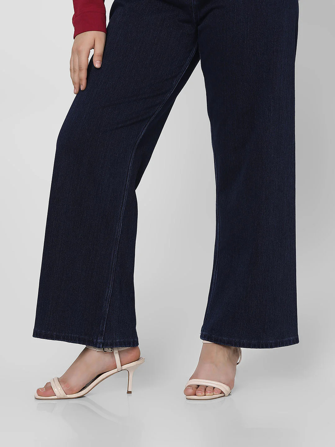 Curve Dark Blue High Rise Wide Leg Jeans - Image 7