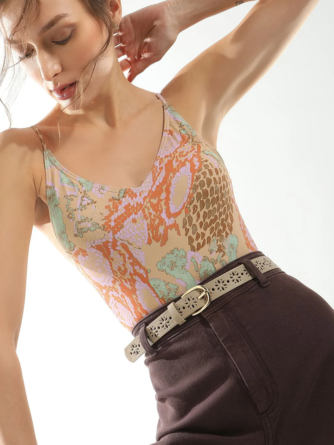 Beige Cut-Out Jeans Belt