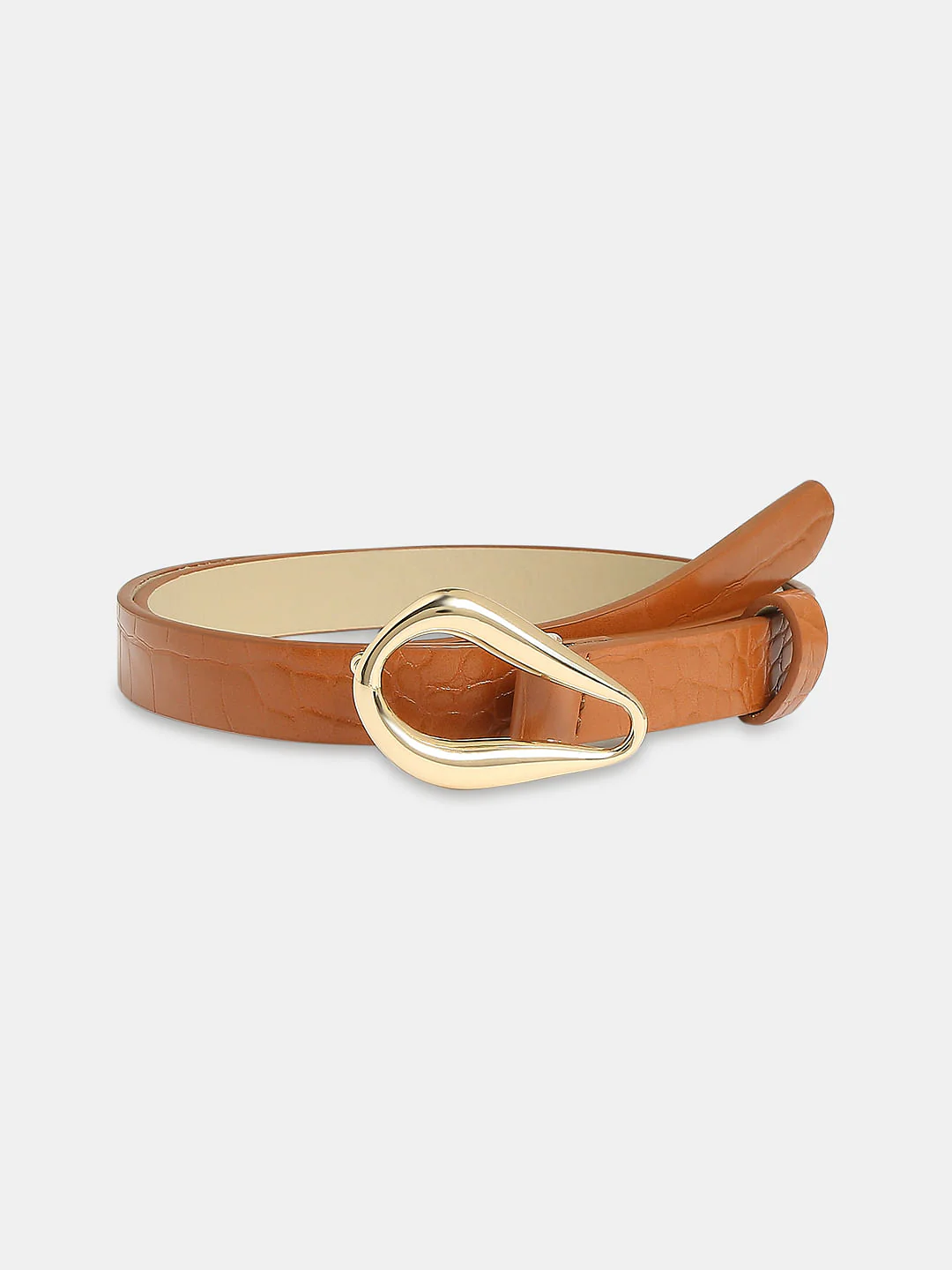 Tan Croc Embossed Jeans Belt - Image 2
