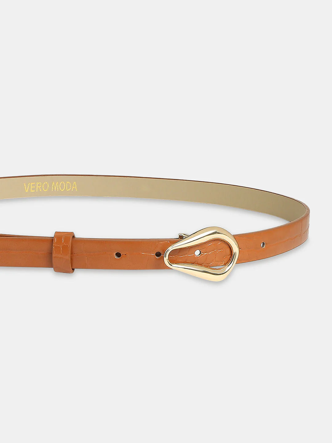 Tan Croc Embossed Jeans Belt - Image 3