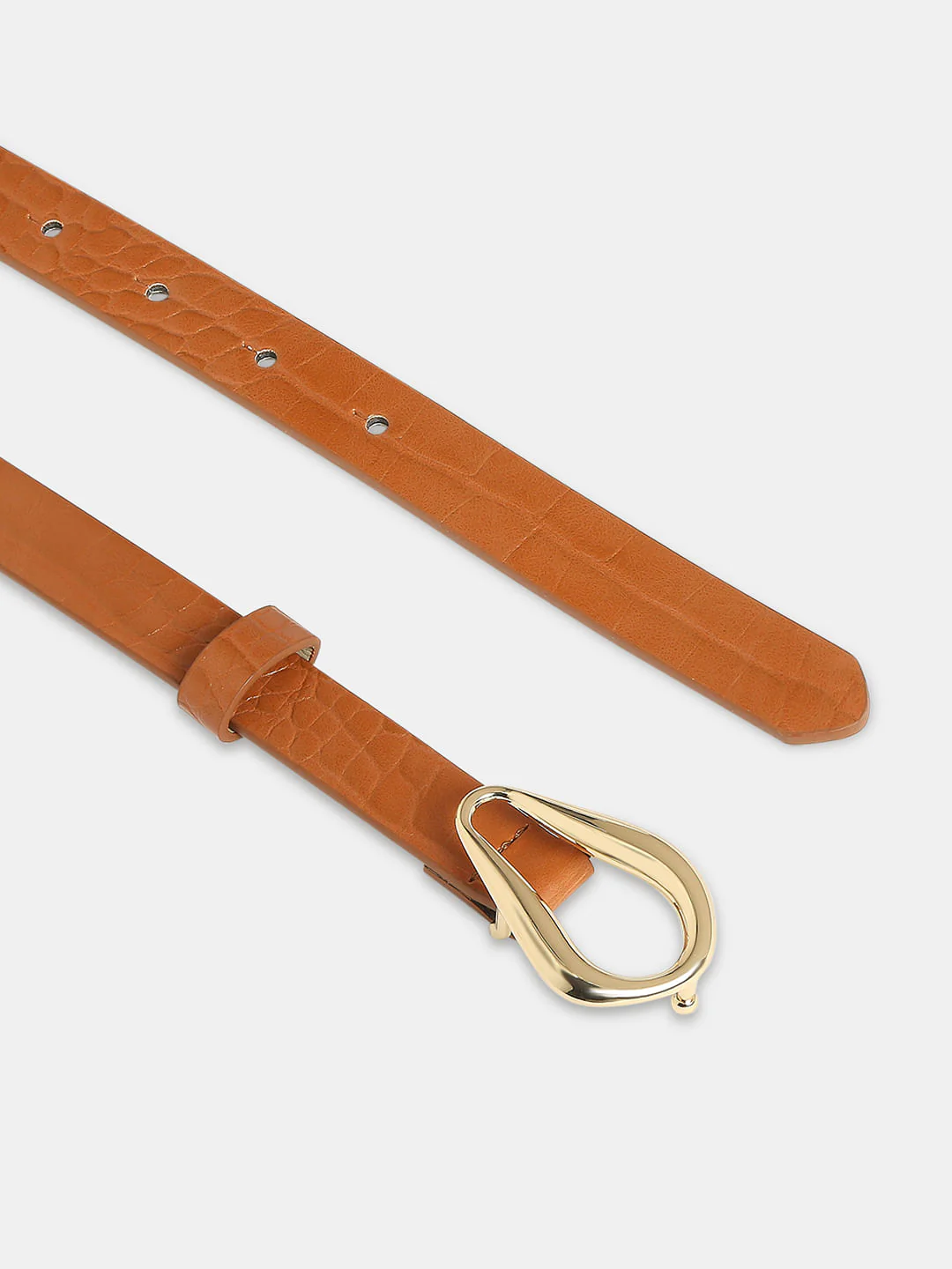 Tan Croc Embossed Jeans Belt - Image 4