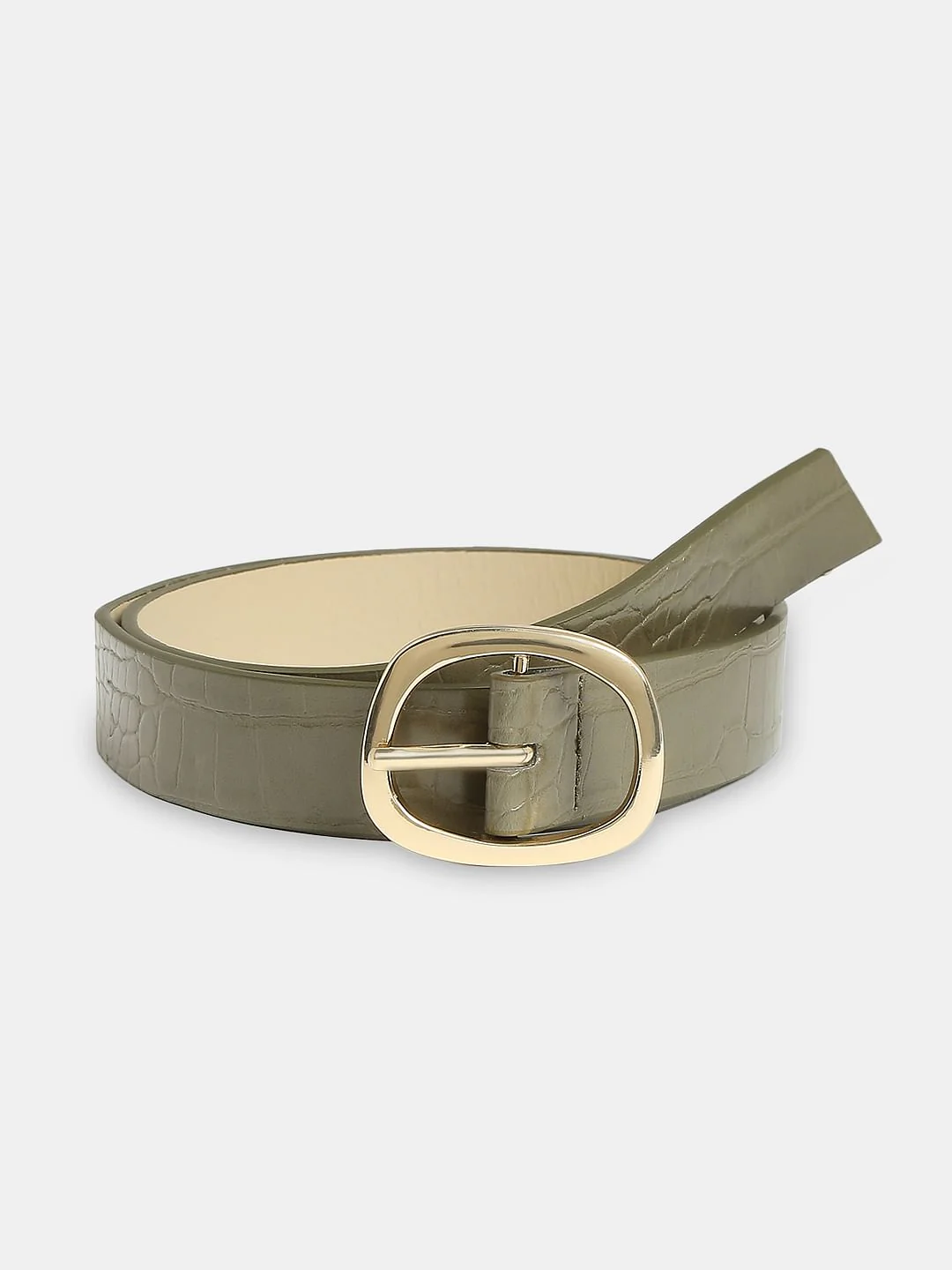 Green Croc Embossed Jeans Belt - Image 2
