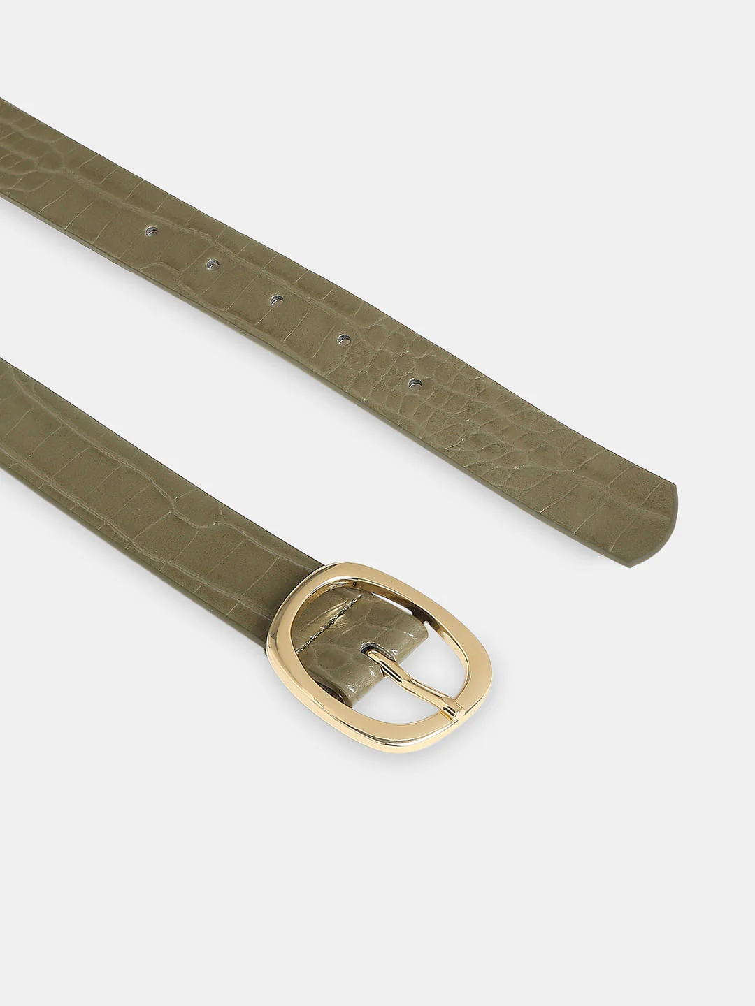 Green Croc Embossed Jeans Belt - Image 4