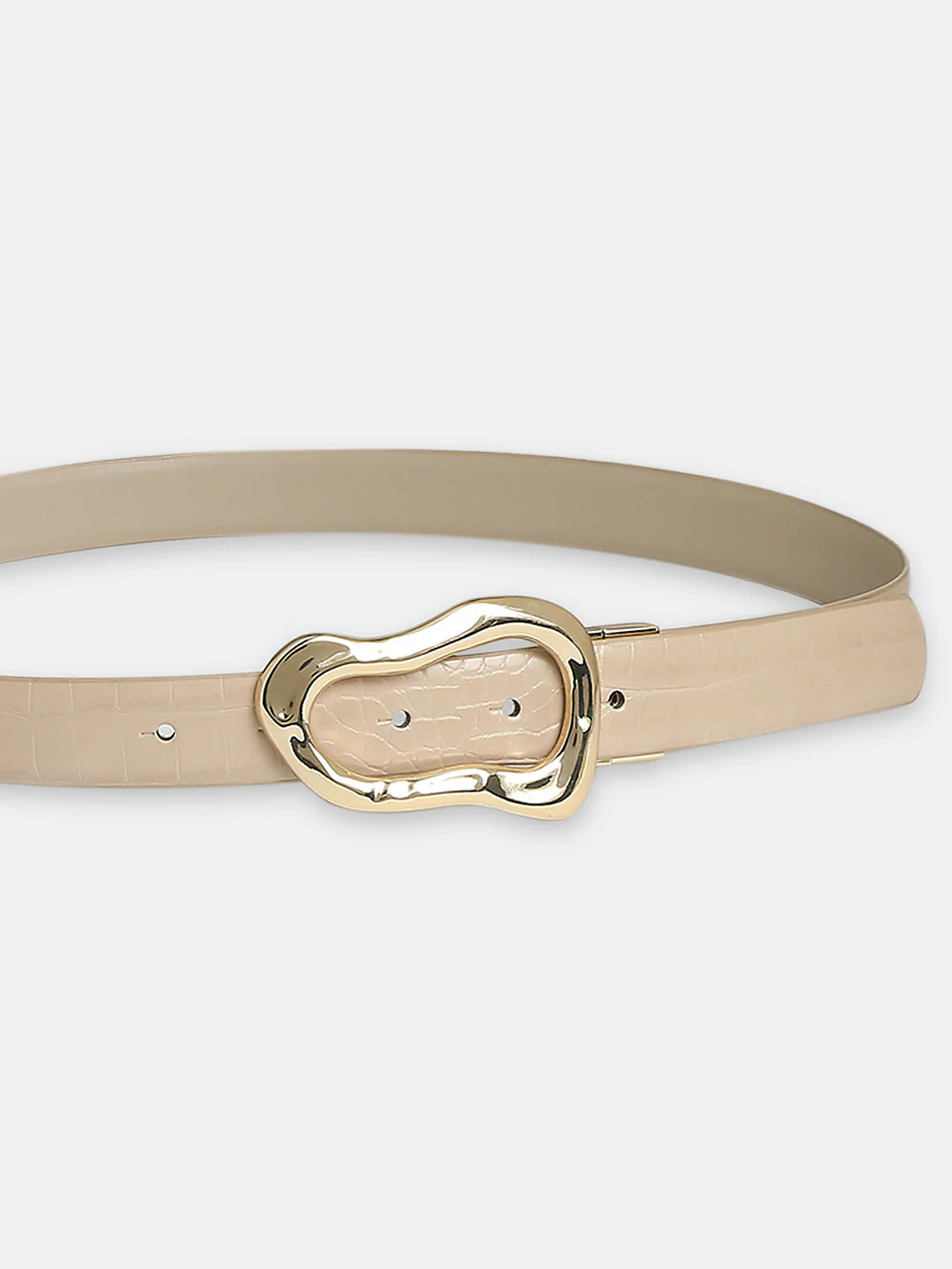 Beige Textured Jeans Belt - Image 3