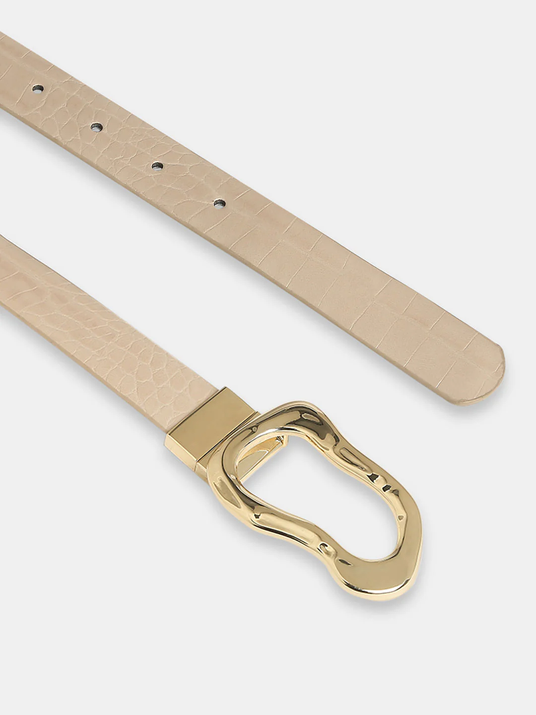 Beige Textured Jeans Belt - Image 4