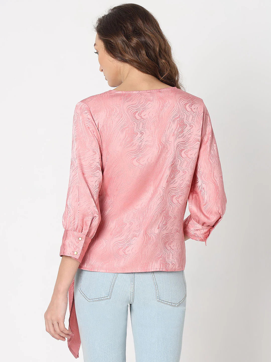 Pink Printed Wrap Top - Image 4