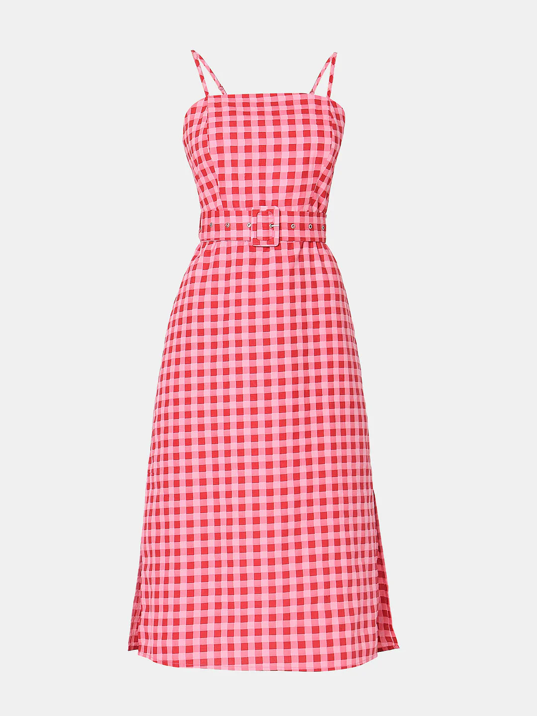 Red & Pink Check Midi Dress - Image 6