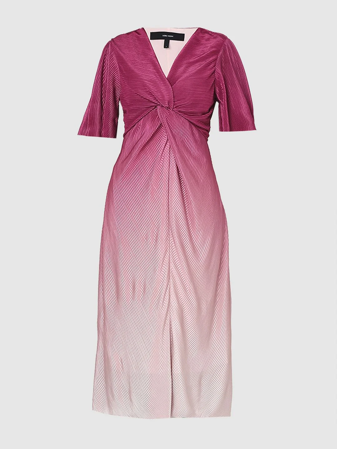 Pink Ombre Pleated Midi Dress - Image 6