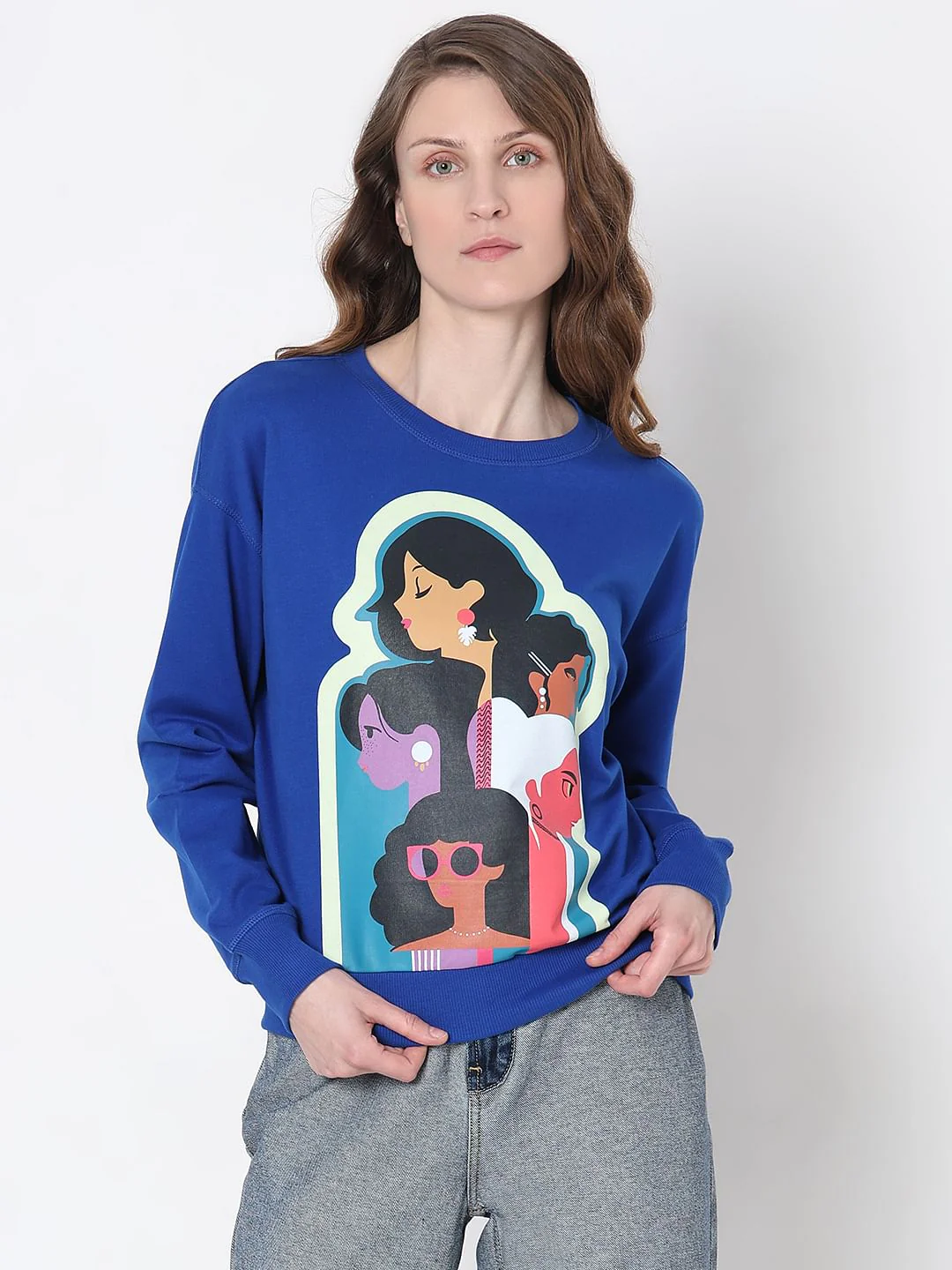 Dark Blue Graphic Print Sweatshirt - Image 2