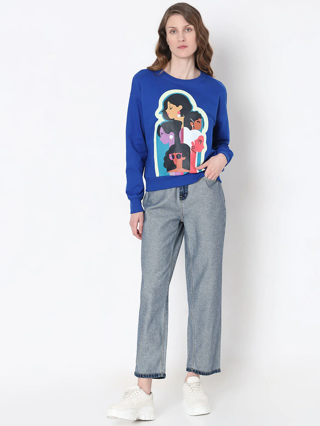 Dark Blue Graphic Print Sweatshirt - Image 5