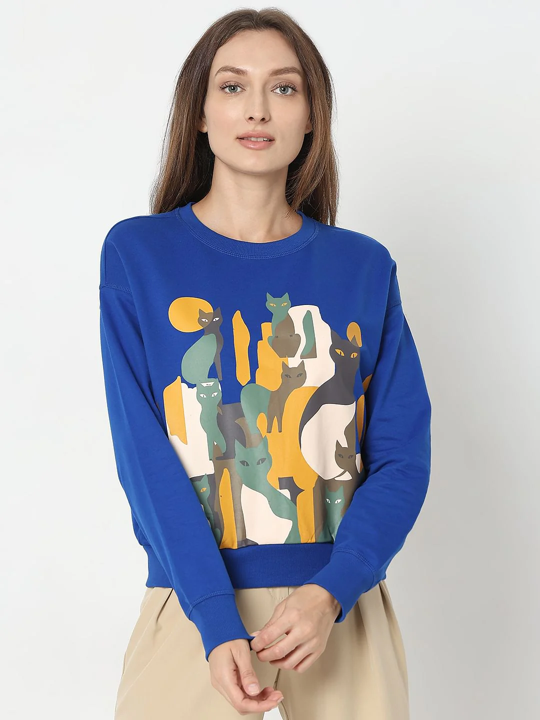 Dark Blue Printed Sweatshirt - Image 2