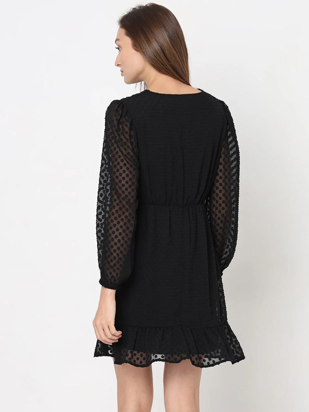 Black Textured Mini Dress - Image 4