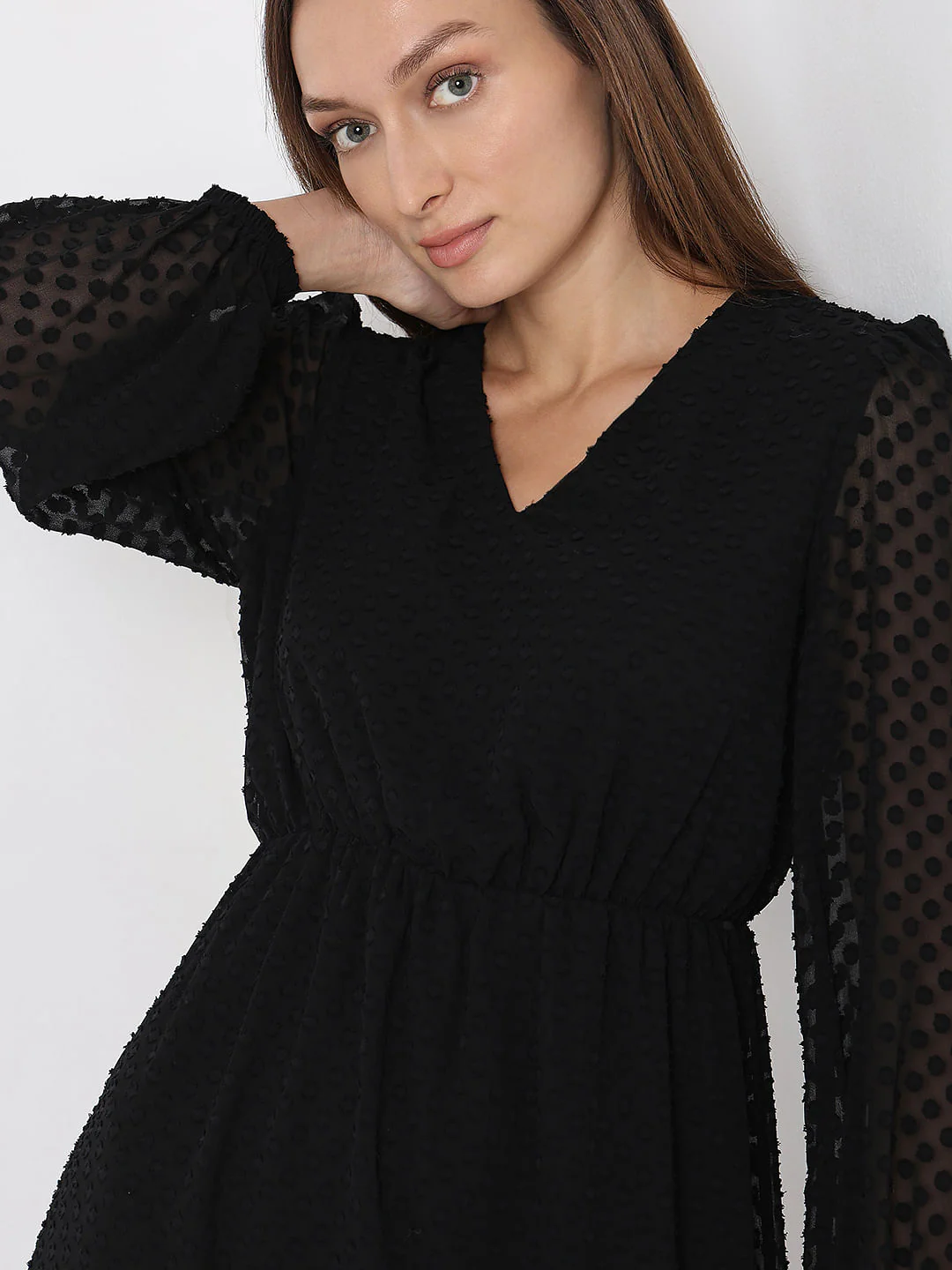 Black Textured Mini Dress - Image 6