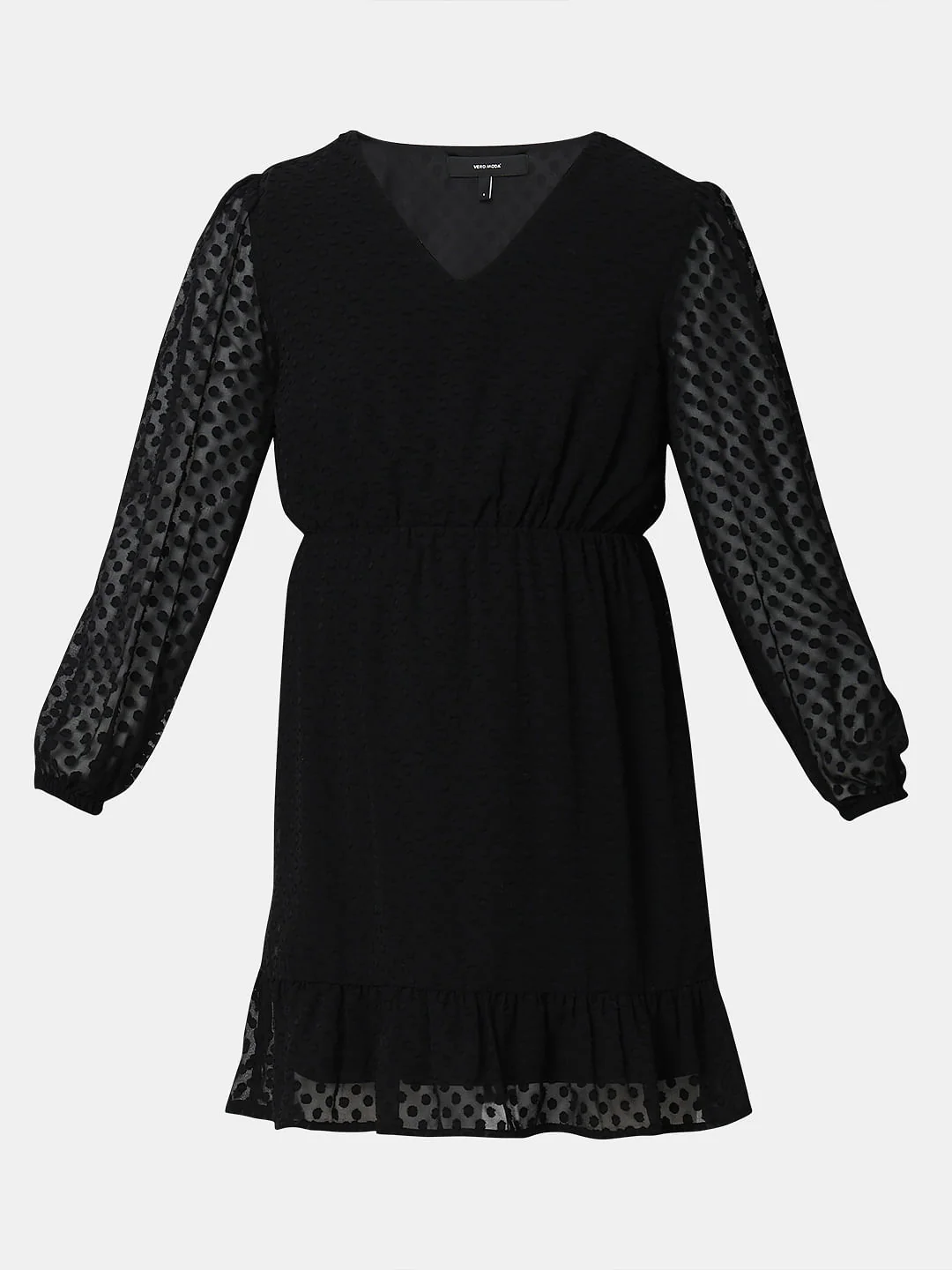 Black Textured Mini Dress - Image 7
