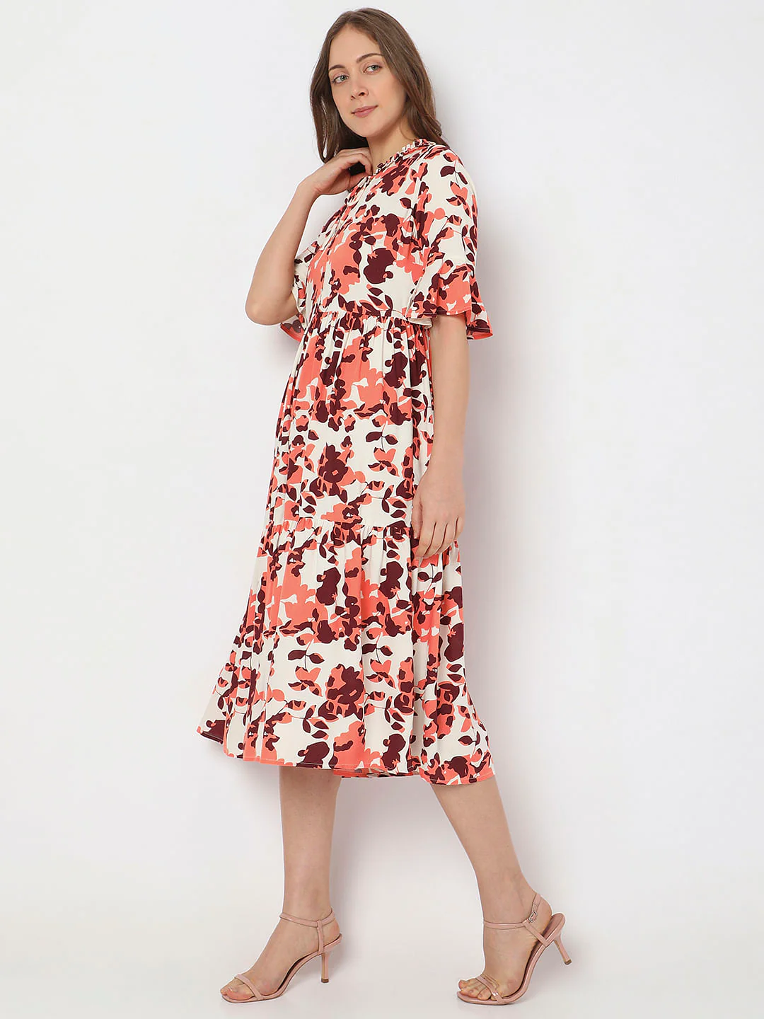 White Floral Print Midi Dress - Image 3