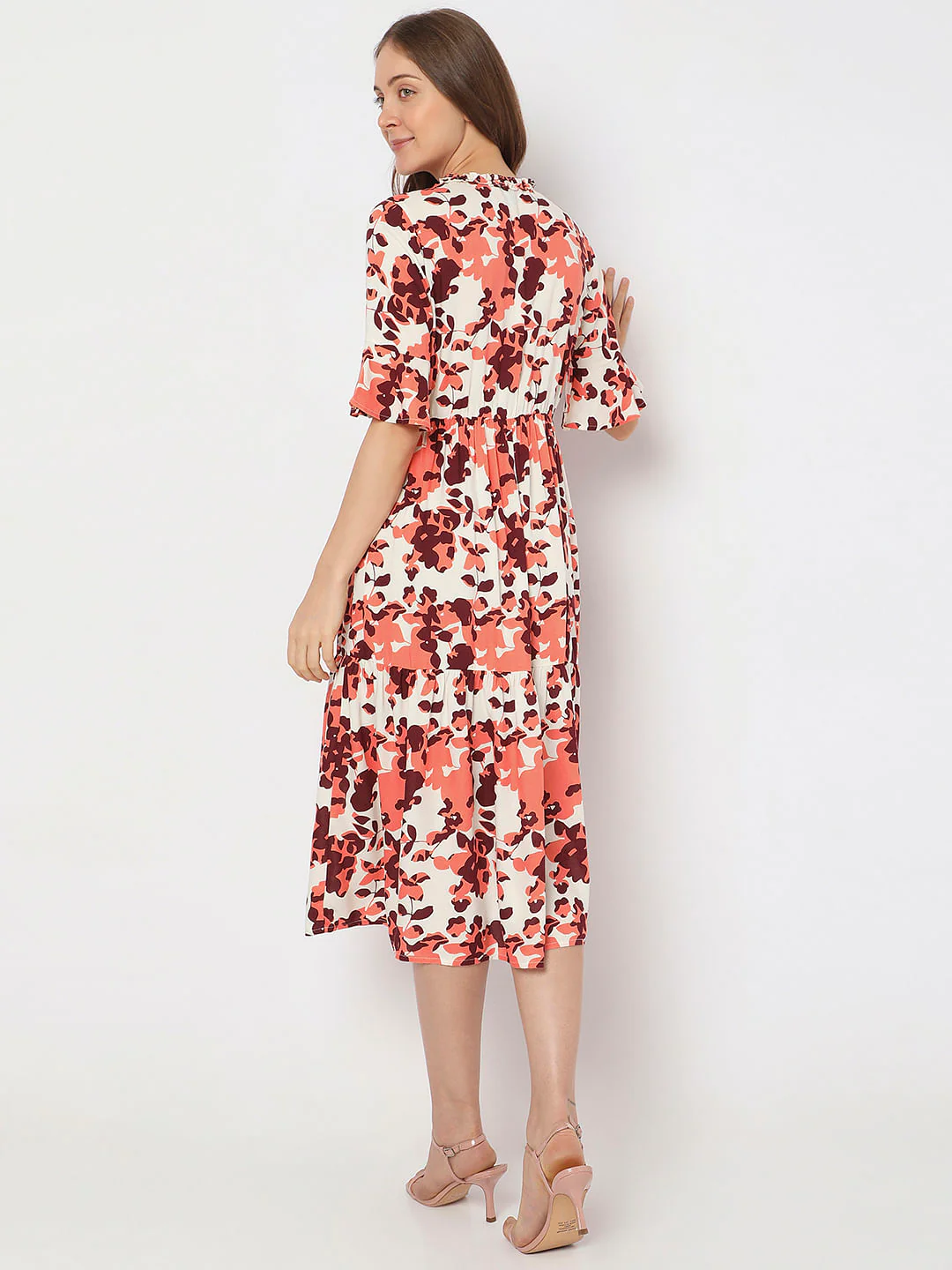 White Floral Print Midi Dress - Image 4