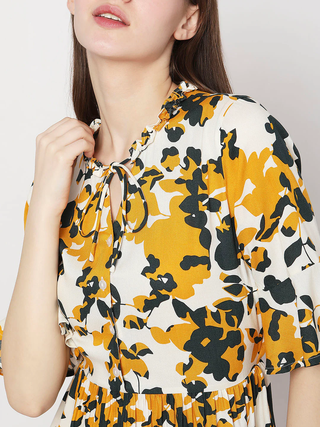 Yellow Printed Midi Dress - Image 5