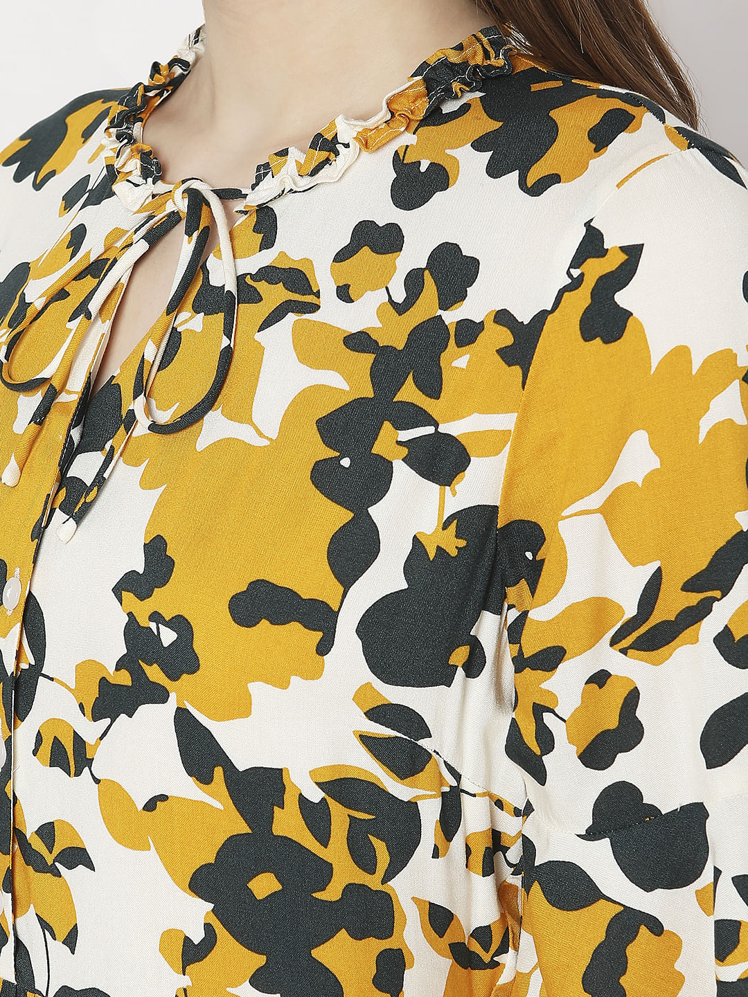 Yellow Printed Midi Dress - Image 7