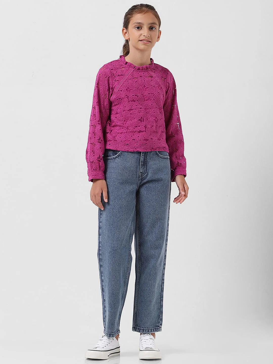 Girl Magenta Lace Top - Image 5