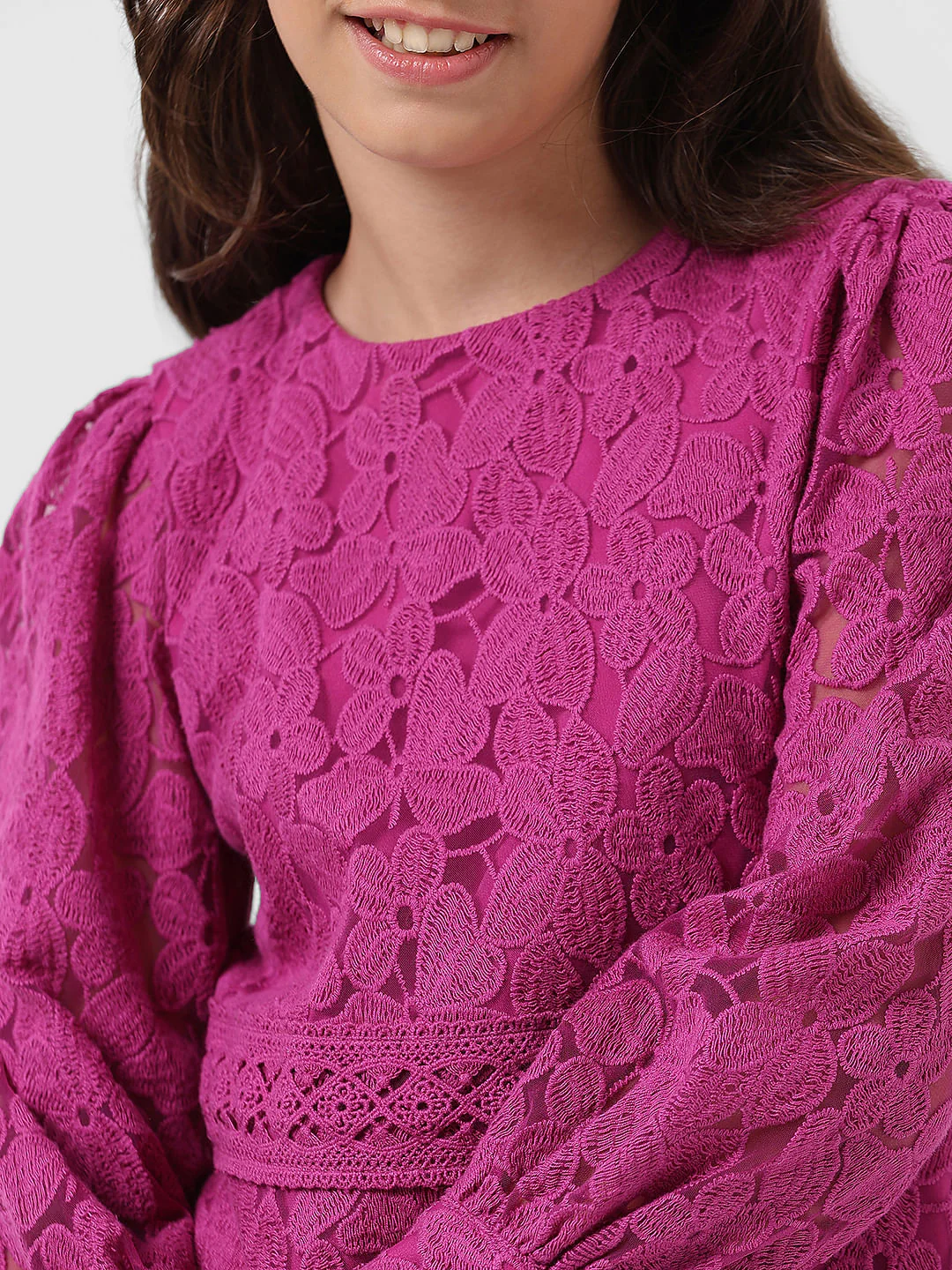 Girl Magenta Lace Fit & Flare Dress - Image 4