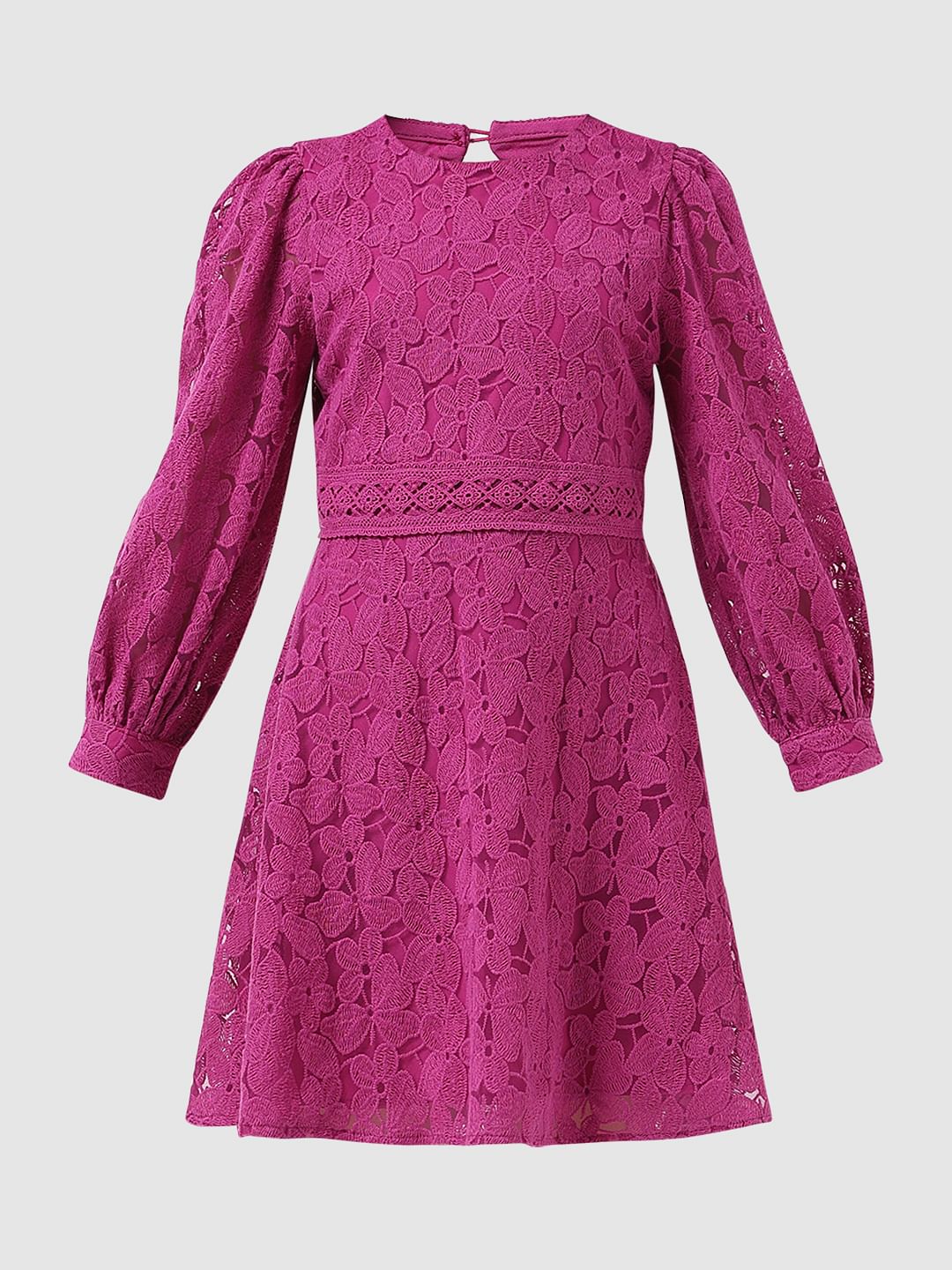Girl Magenta Lace Fit & Flare Dress - Image 6