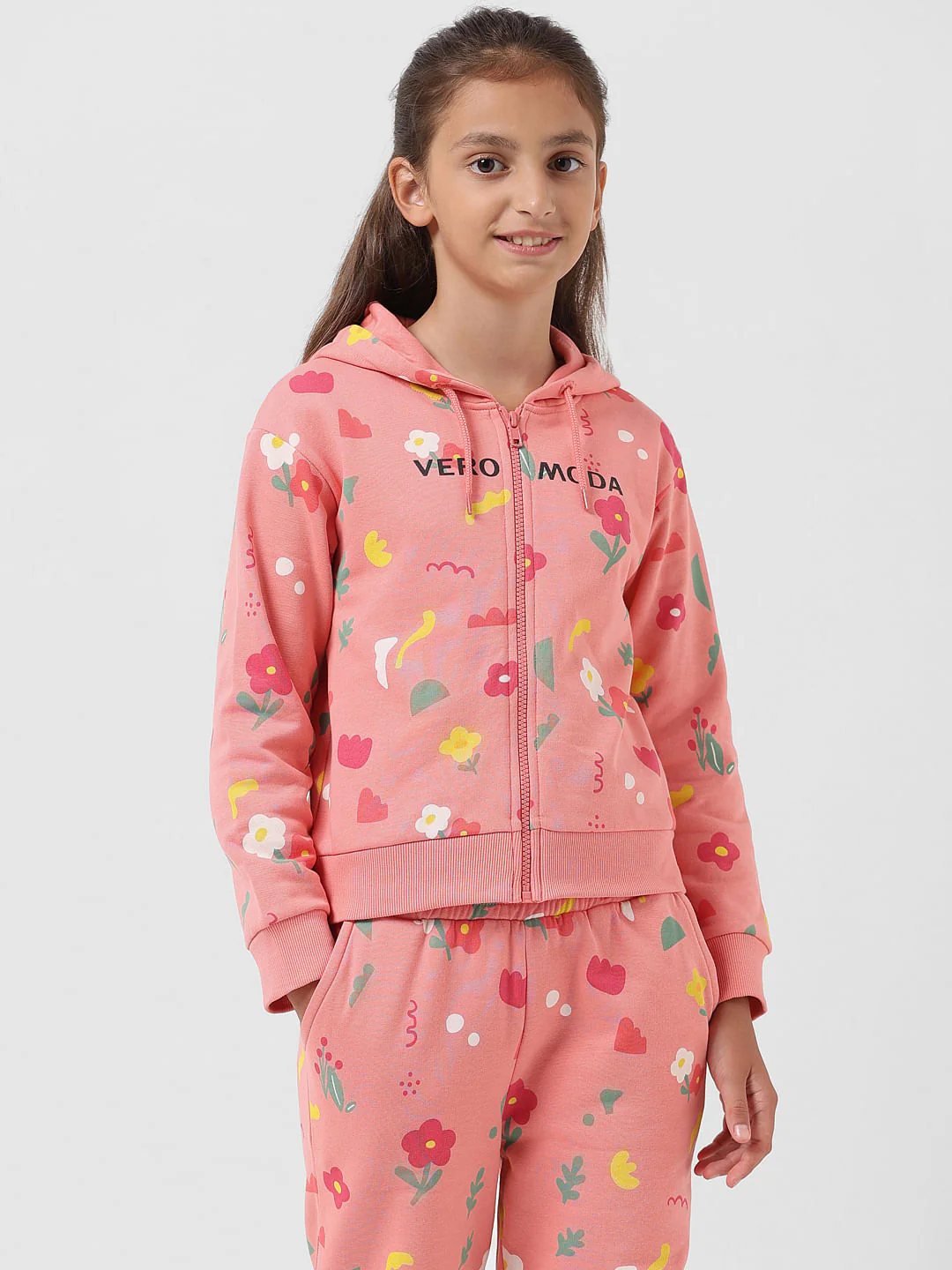 Girl Peach Abstract Print Sweatshirt - Image 2