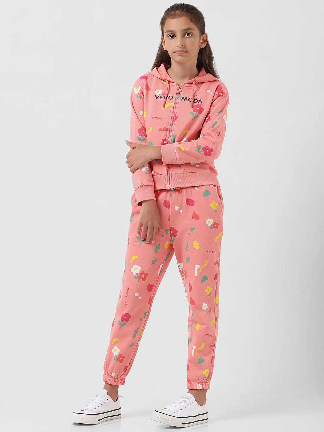 Girl Peach Abstract Print Sweatshirt - Image 5