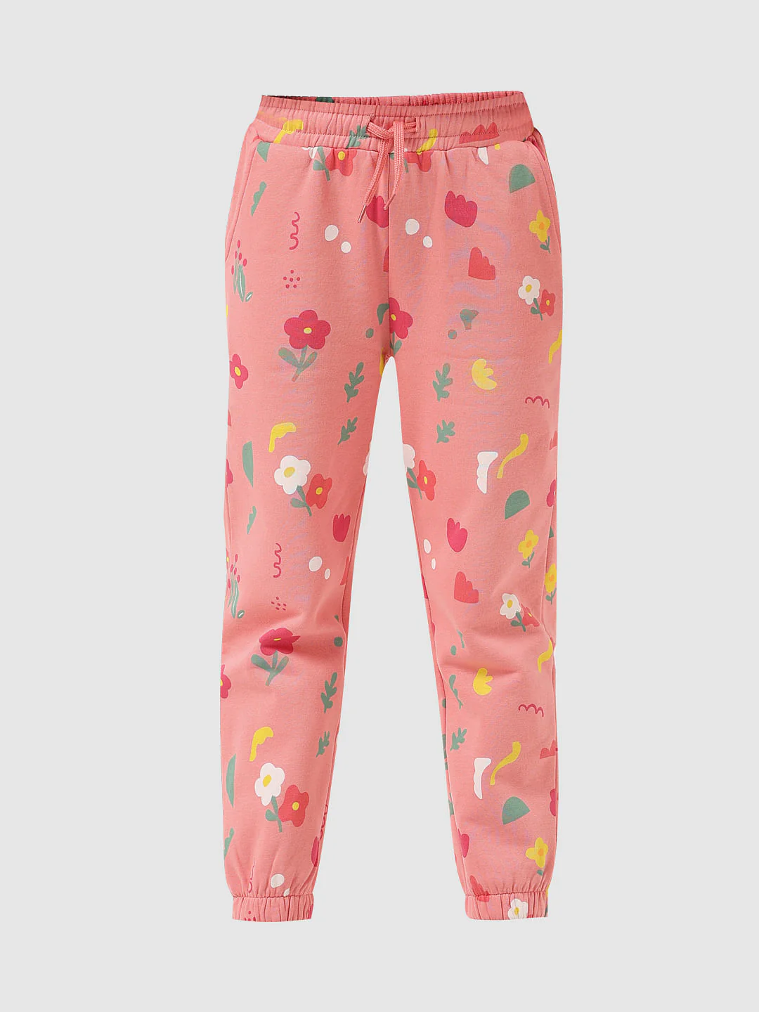 Girl Peach Mid Rise Abstract Print Sweatpants - Image 5