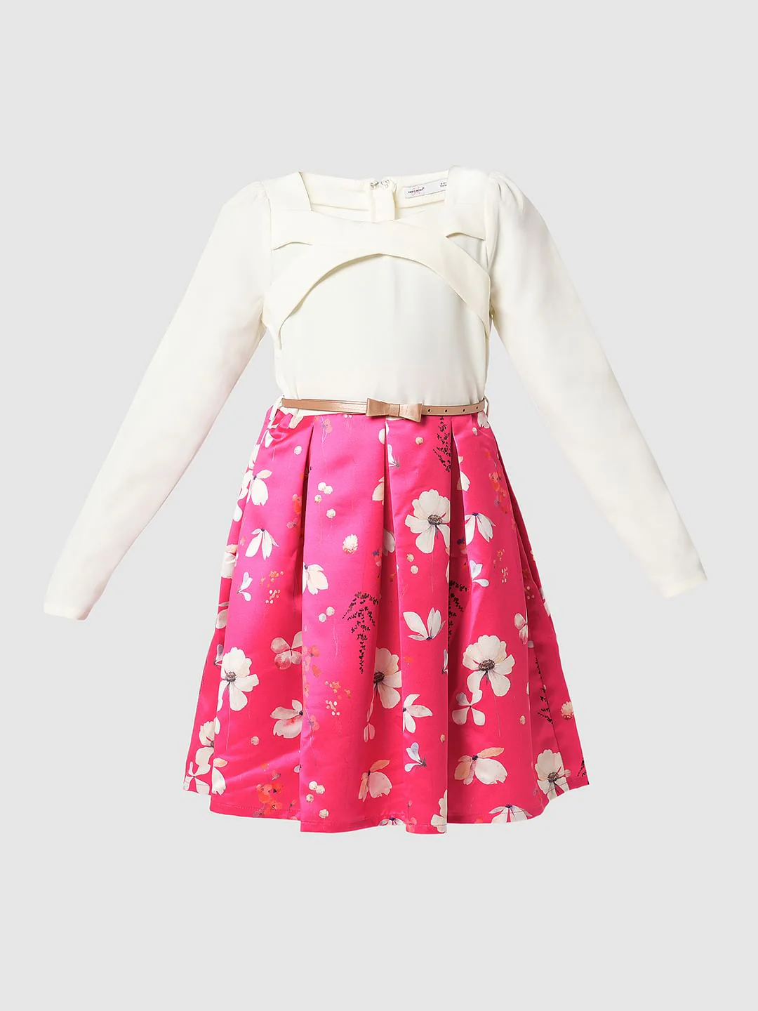 Girl Pink Colourblocked Fit & Flare Dress - Image 7