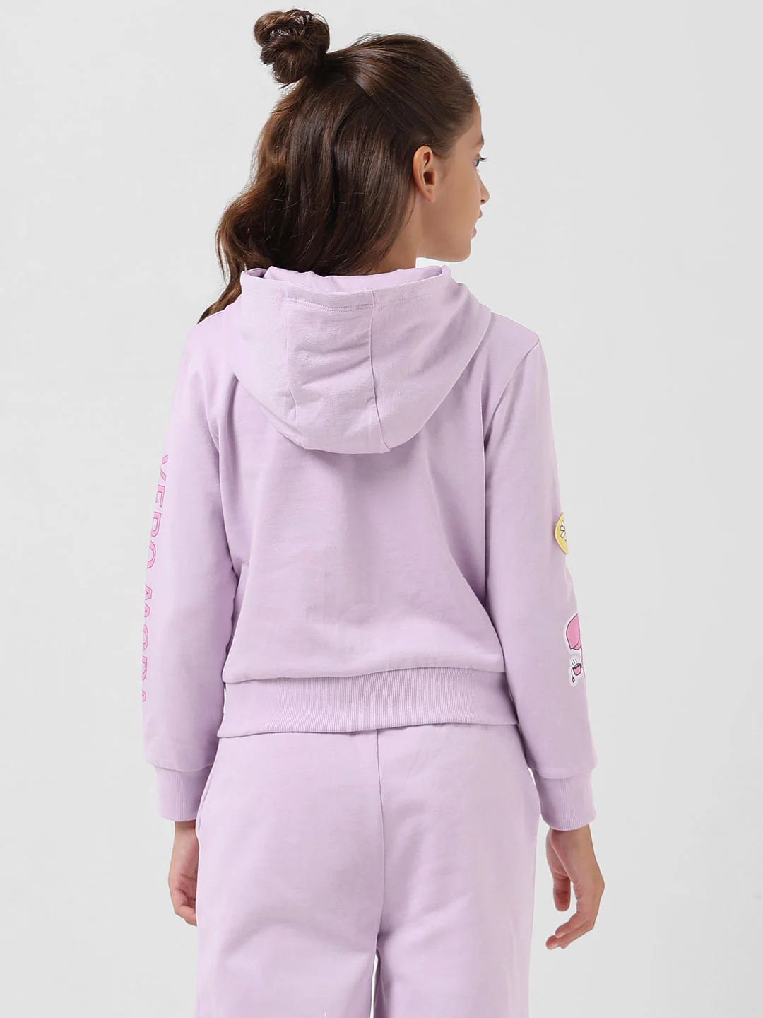 Girl Lilac Printed Hooded Sweatshirt - Image 3