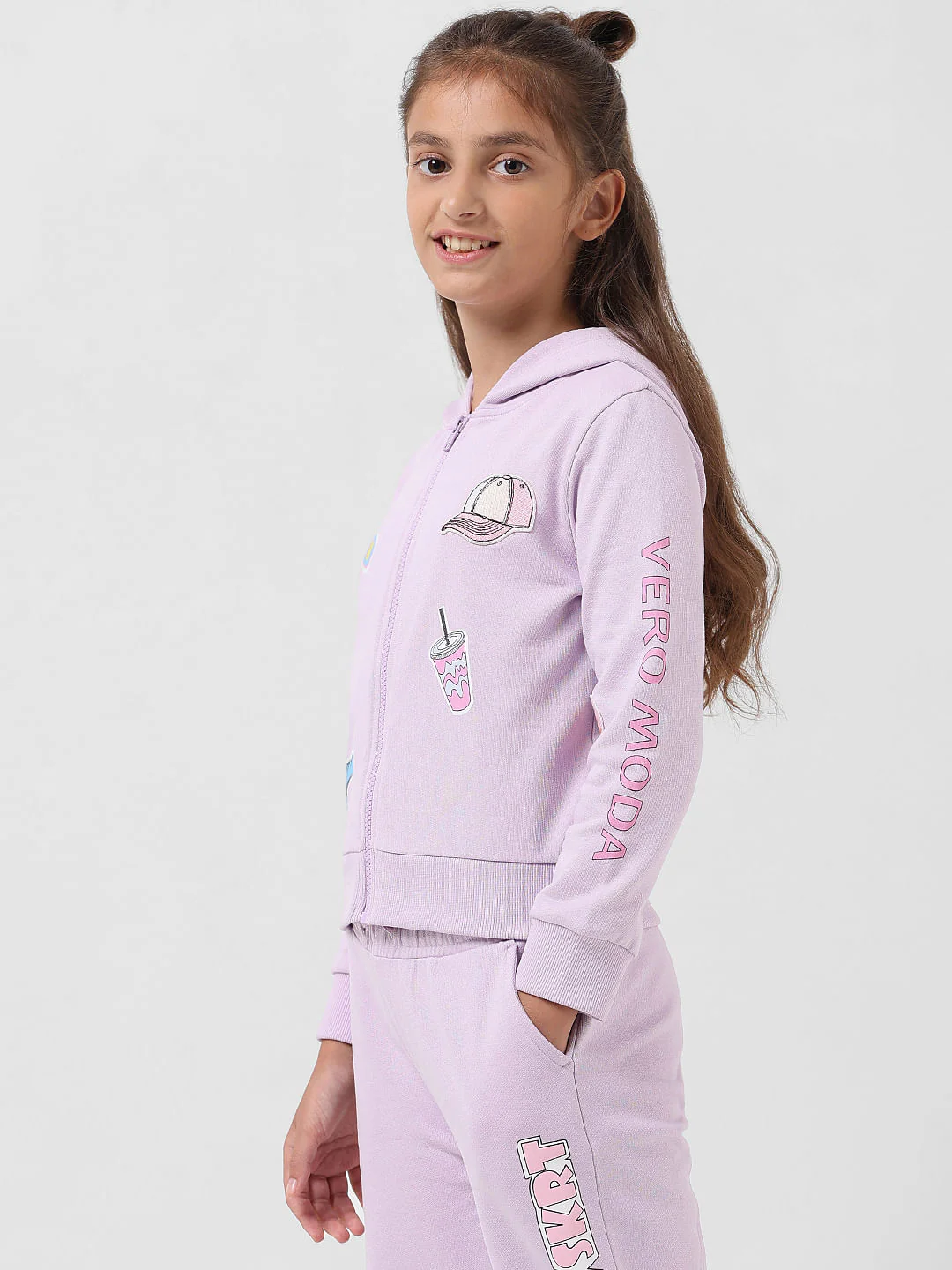 Girl Lilac Printed Hooded Sweatshirt - Image 4