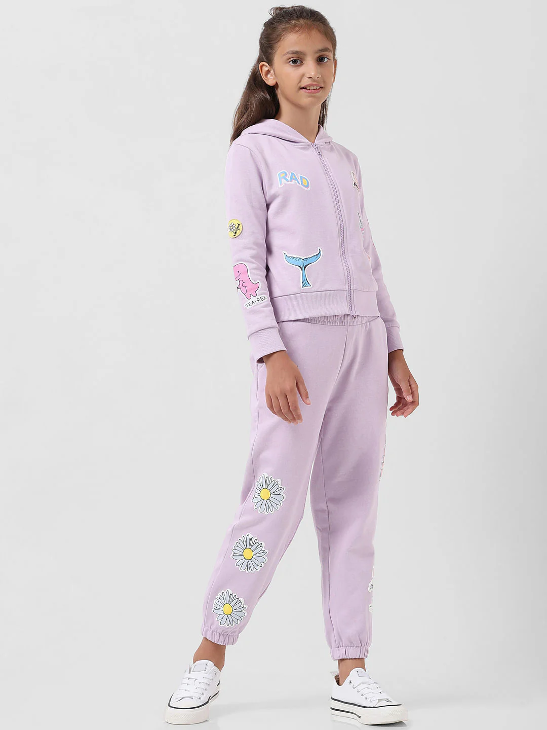Girl Lilac Printed Hooded Sweatshirt - Image 6