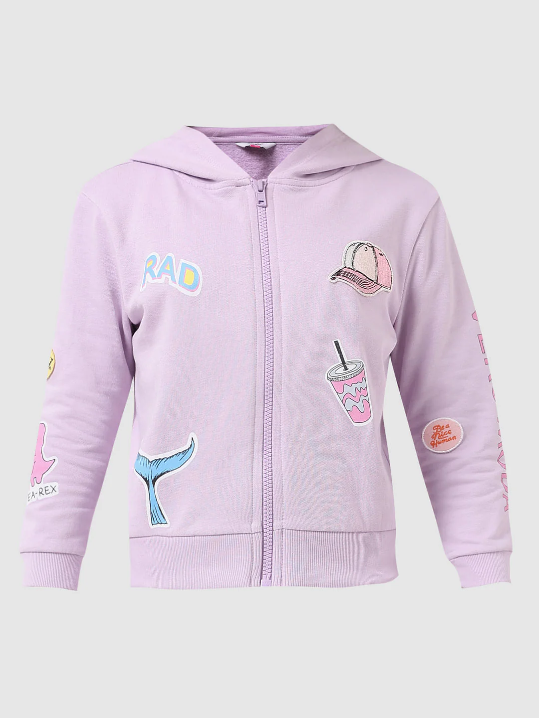 Girl Lilac Printed Hooded Sweatshirt - Image 7