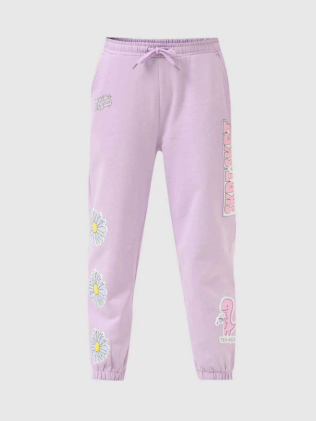 Girl Lilac Mid Rise Printed Sweatpants - Image 5