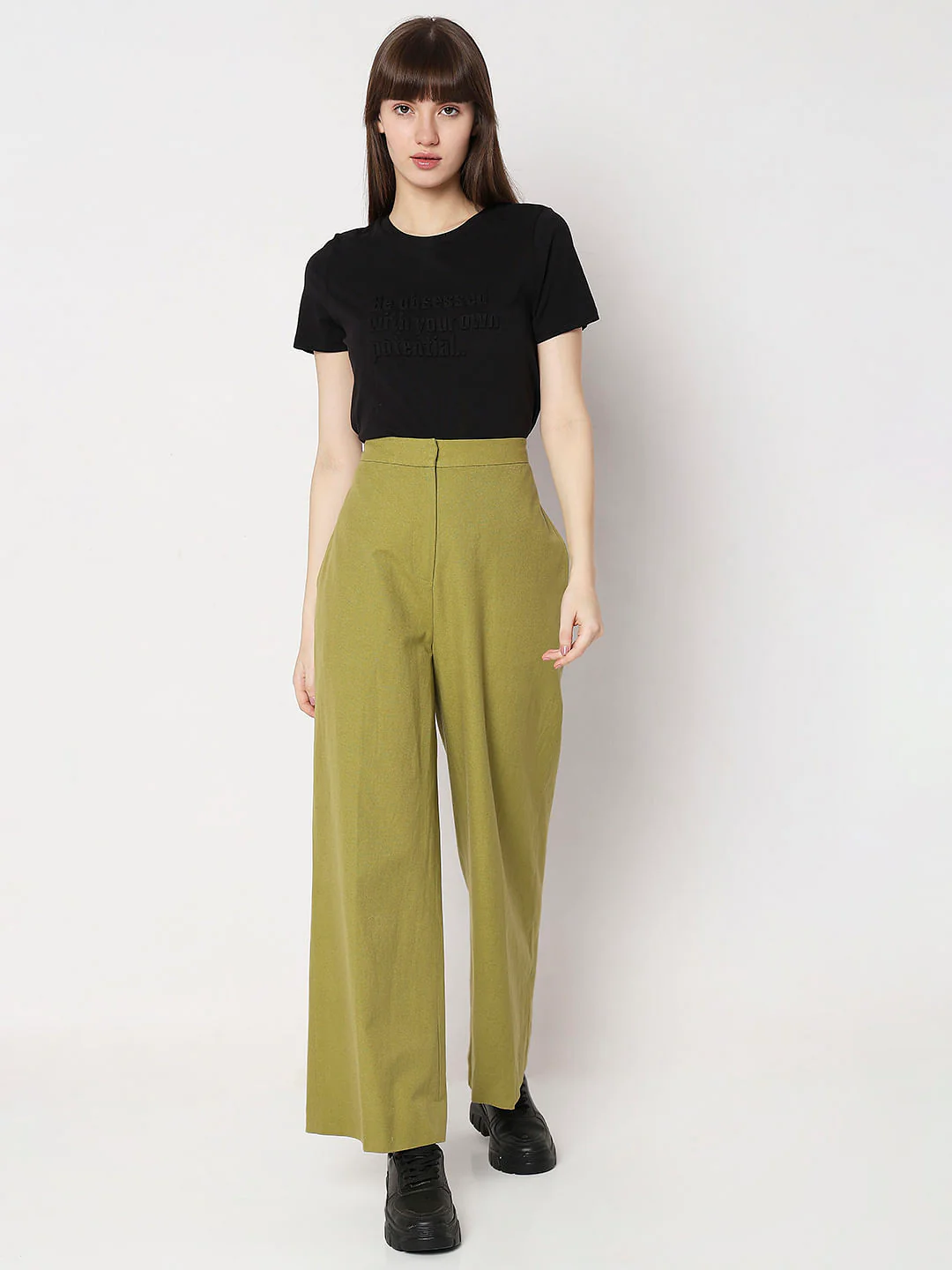 Green Mid Rise Flared Pants - Image 6