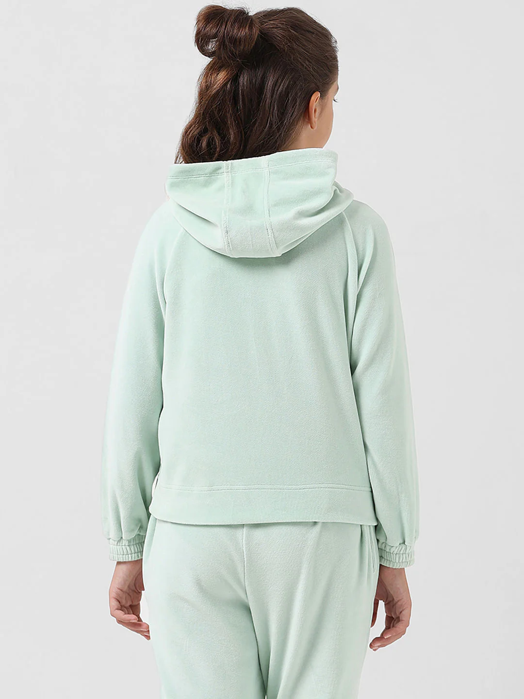 Girl Mint Velour Hooded Sweatshirt - Image 3