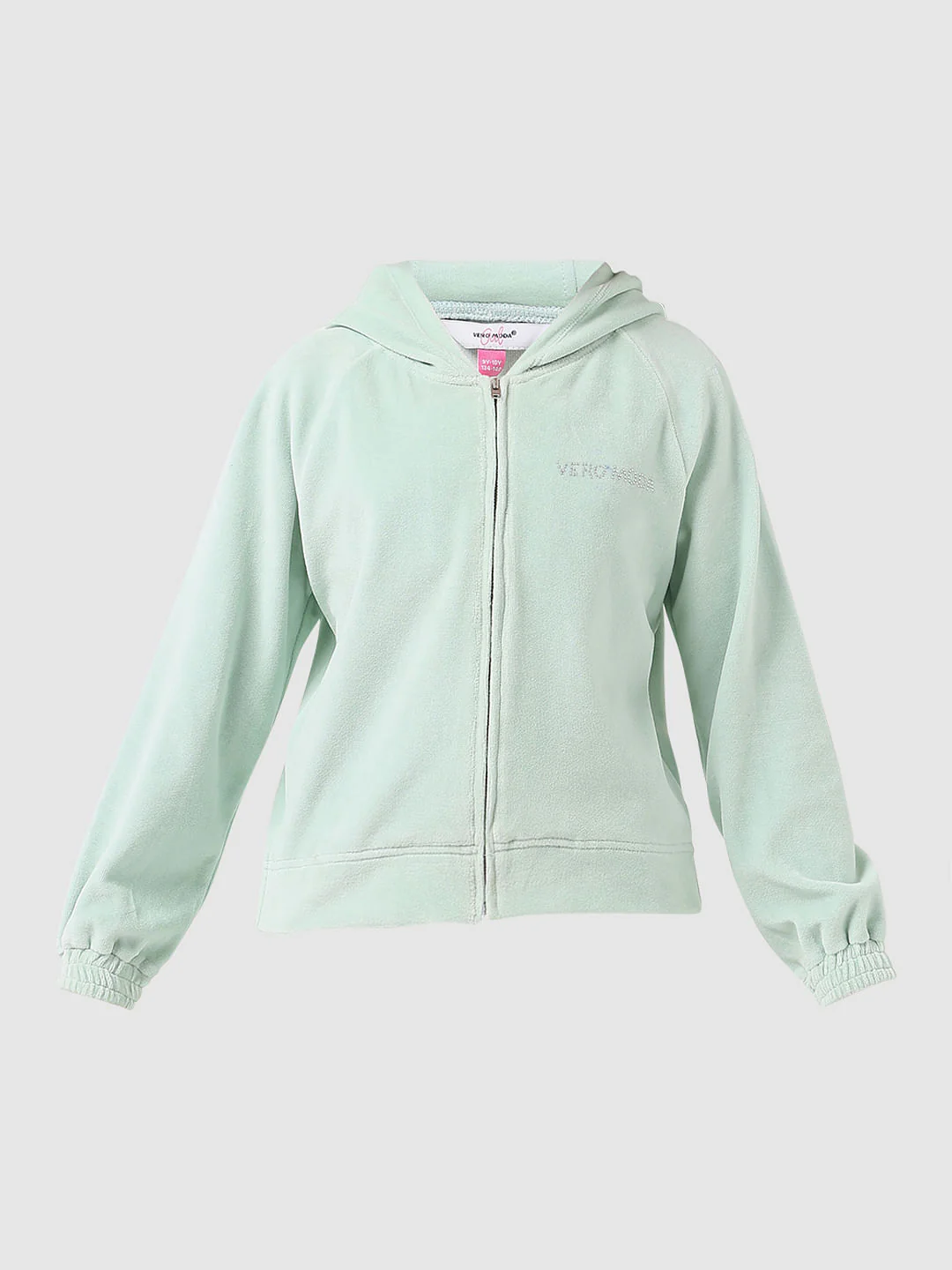 Girl Mint Velour Hooded Sweatshirt - Image 6