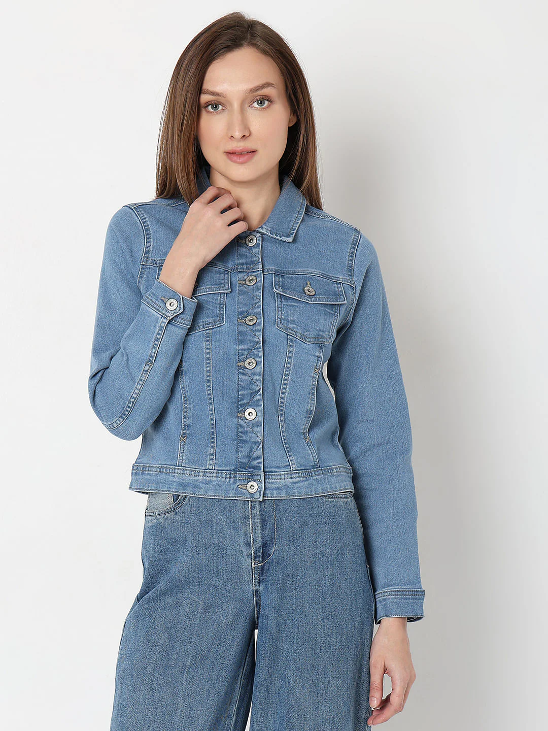Blue Light Washed Denim Jacket - Image 2