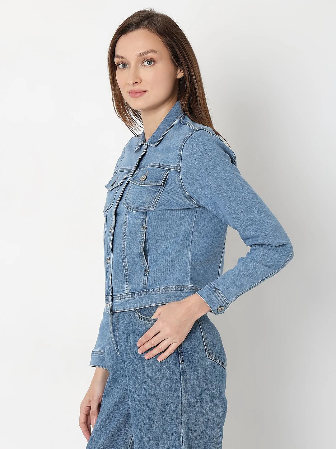 Blue Light Washed Denim Jacket - Image 3