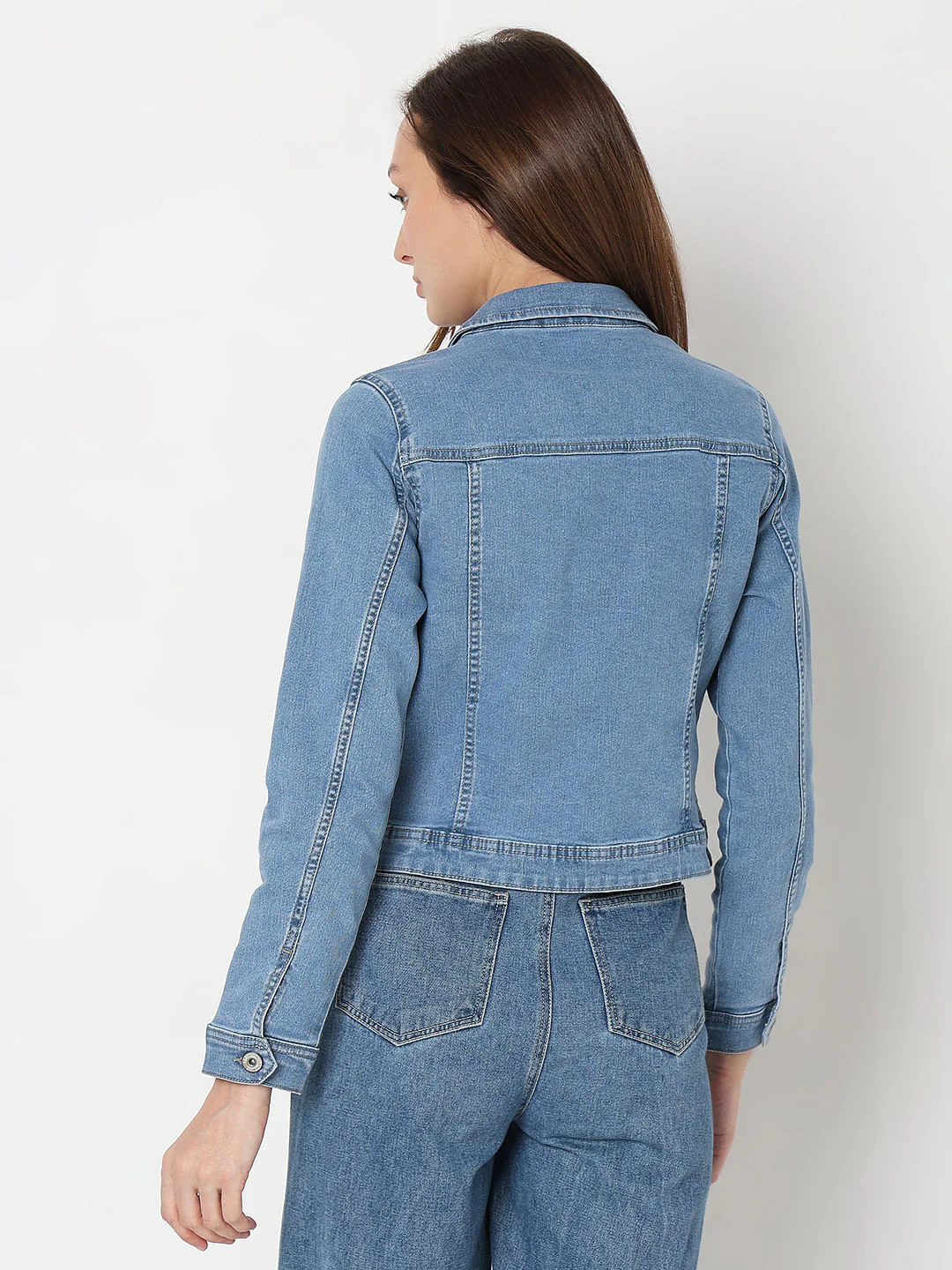 Blue Light Washed Denim Jacket - Image 4