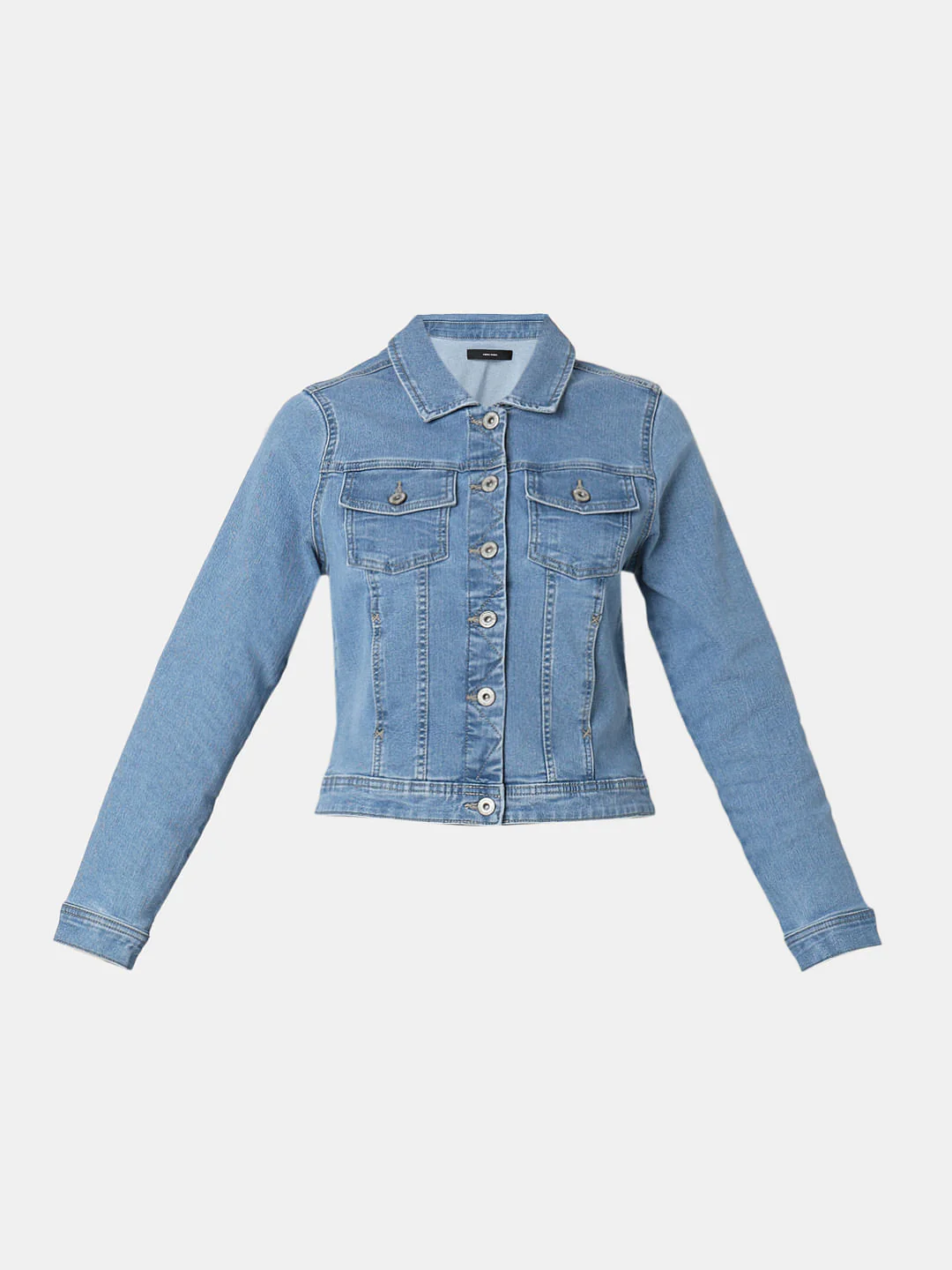 Blue Light Washed Denim Jacket - Image 7