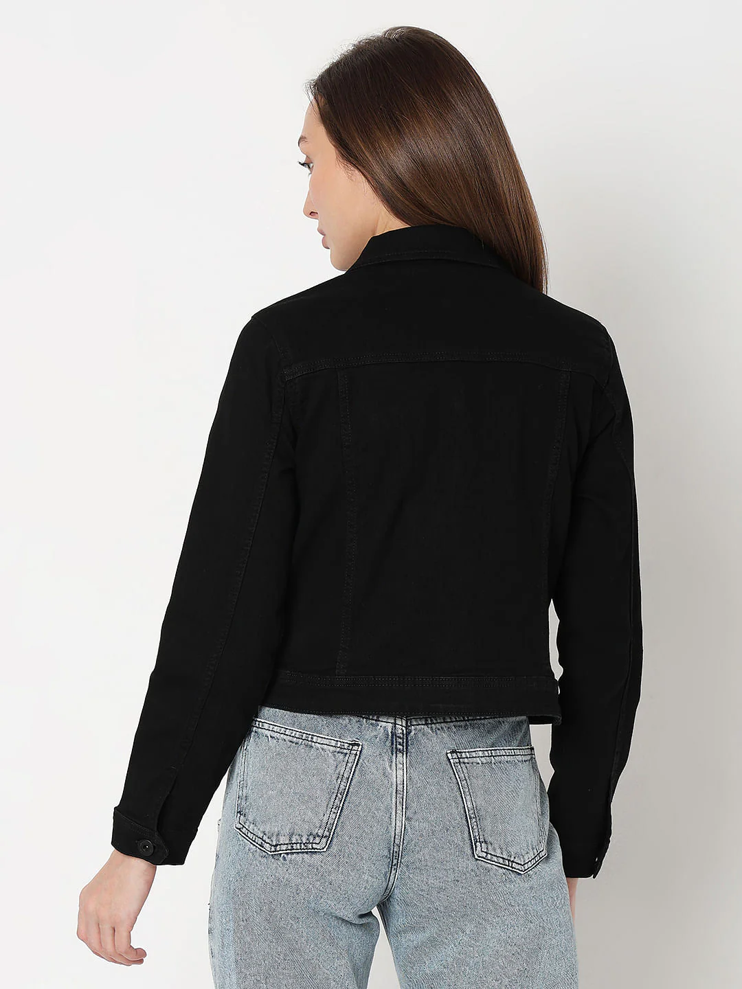 Black Washed Denim Jacket - Image 4
