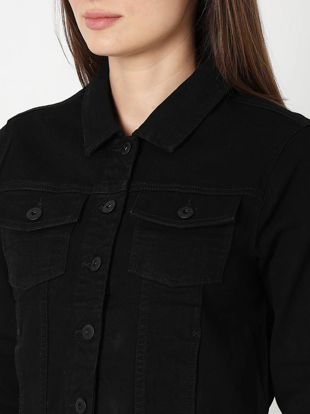 Black Washed Denim Jacket - Image 8