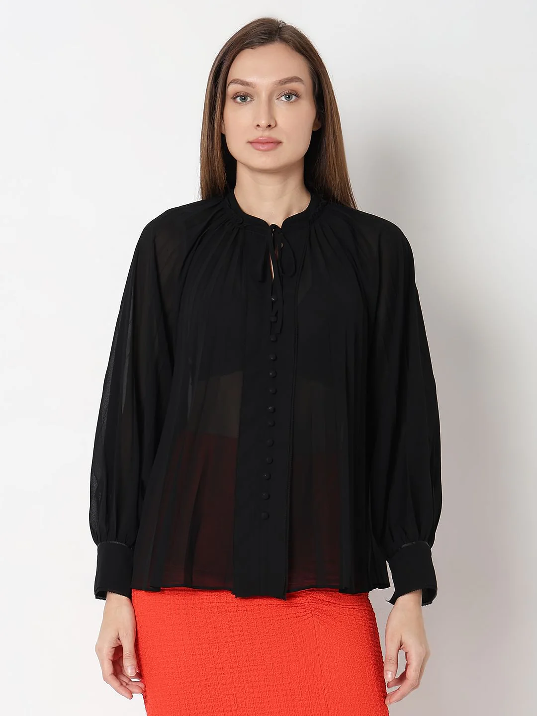Black Sheer Georgette Top - Image 2