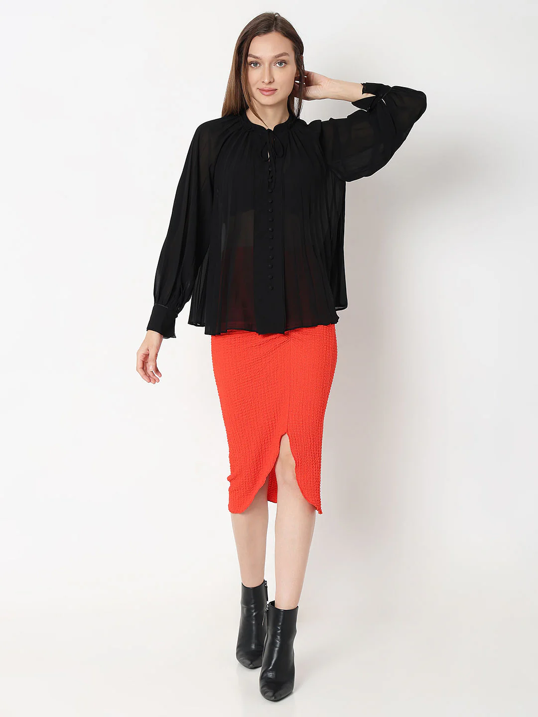 Black Sheer Georgette Top - Image 5