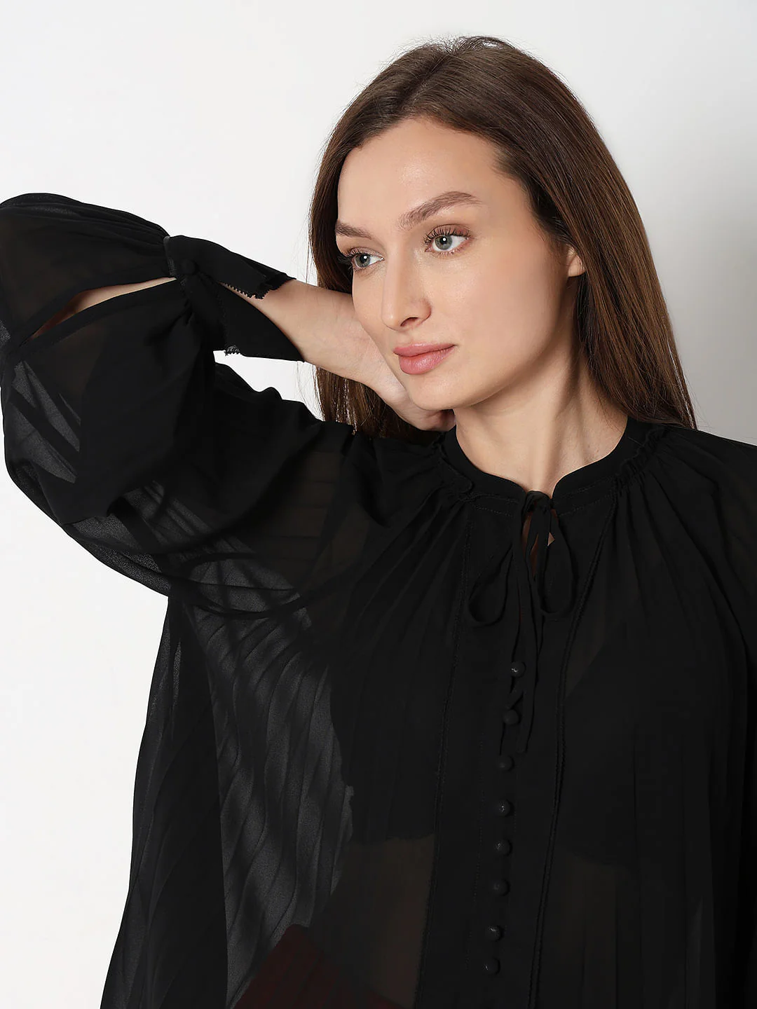 Black Sheer Georgette Top - Image 6