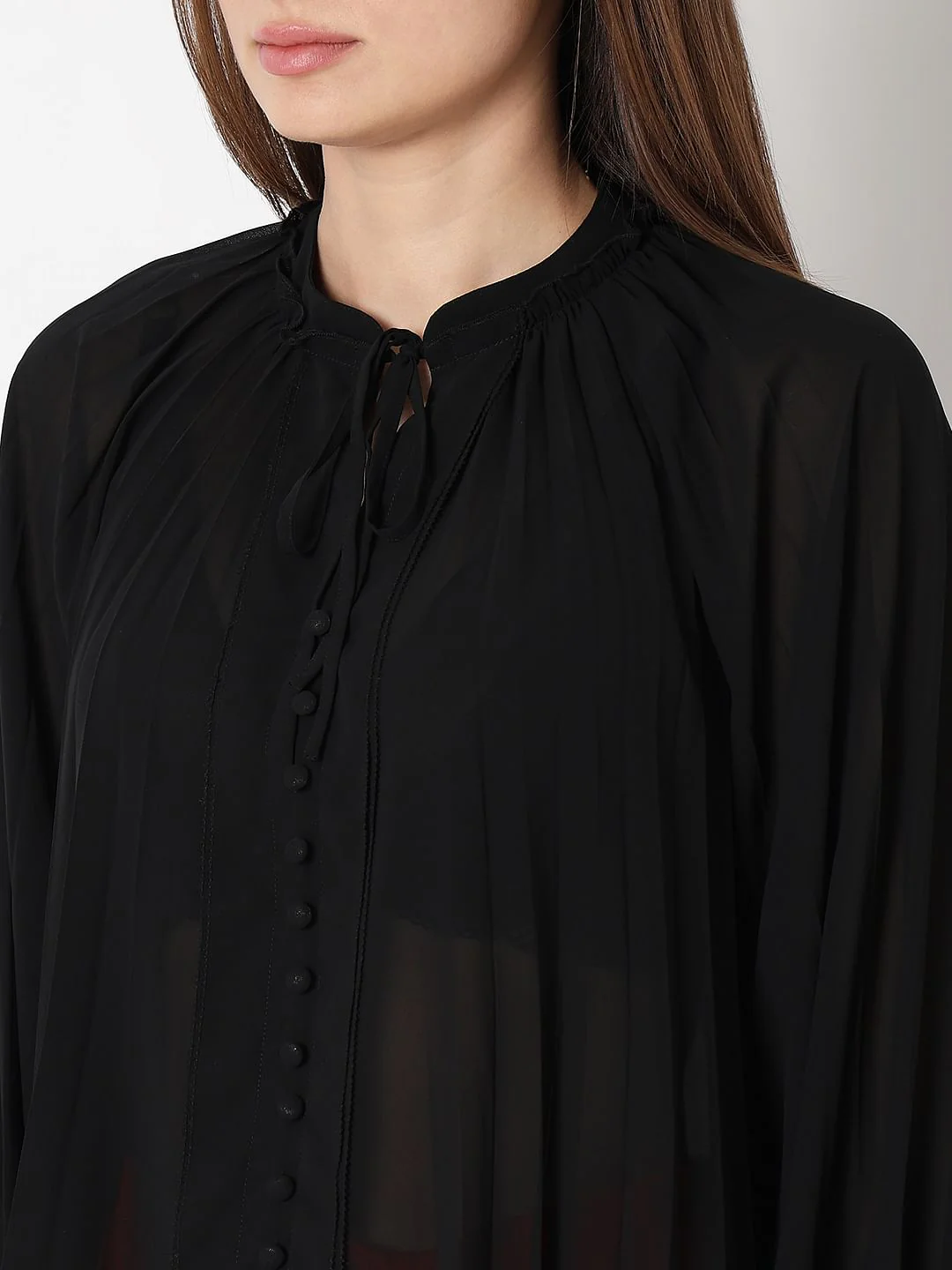 Black Sheer Georgette Top - Image 8