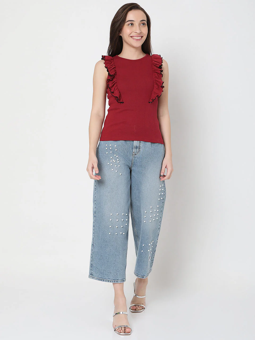 Red Ruffle Detail Top - Image 5