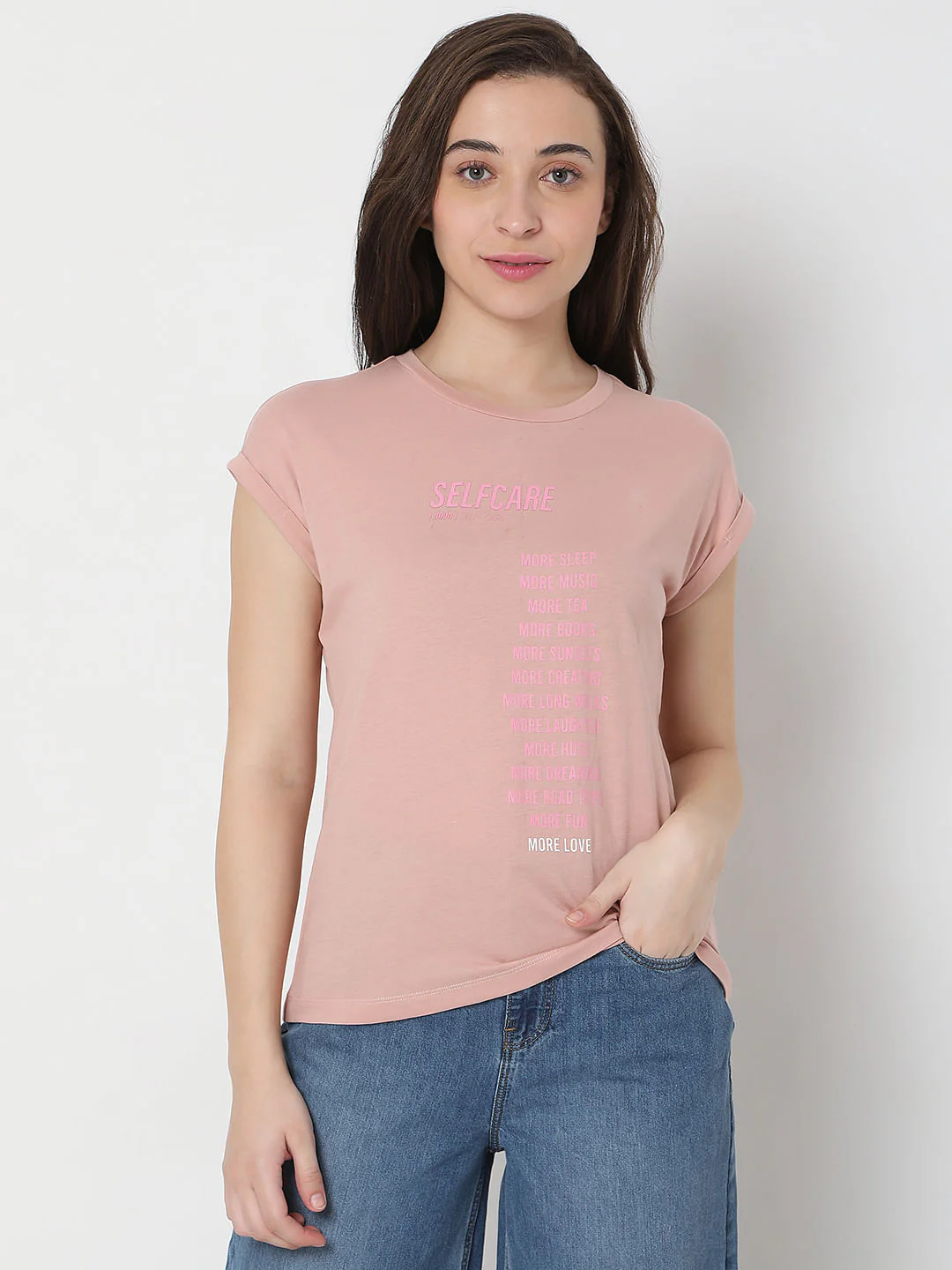 Pink Text Print T-Shirt - Image 2