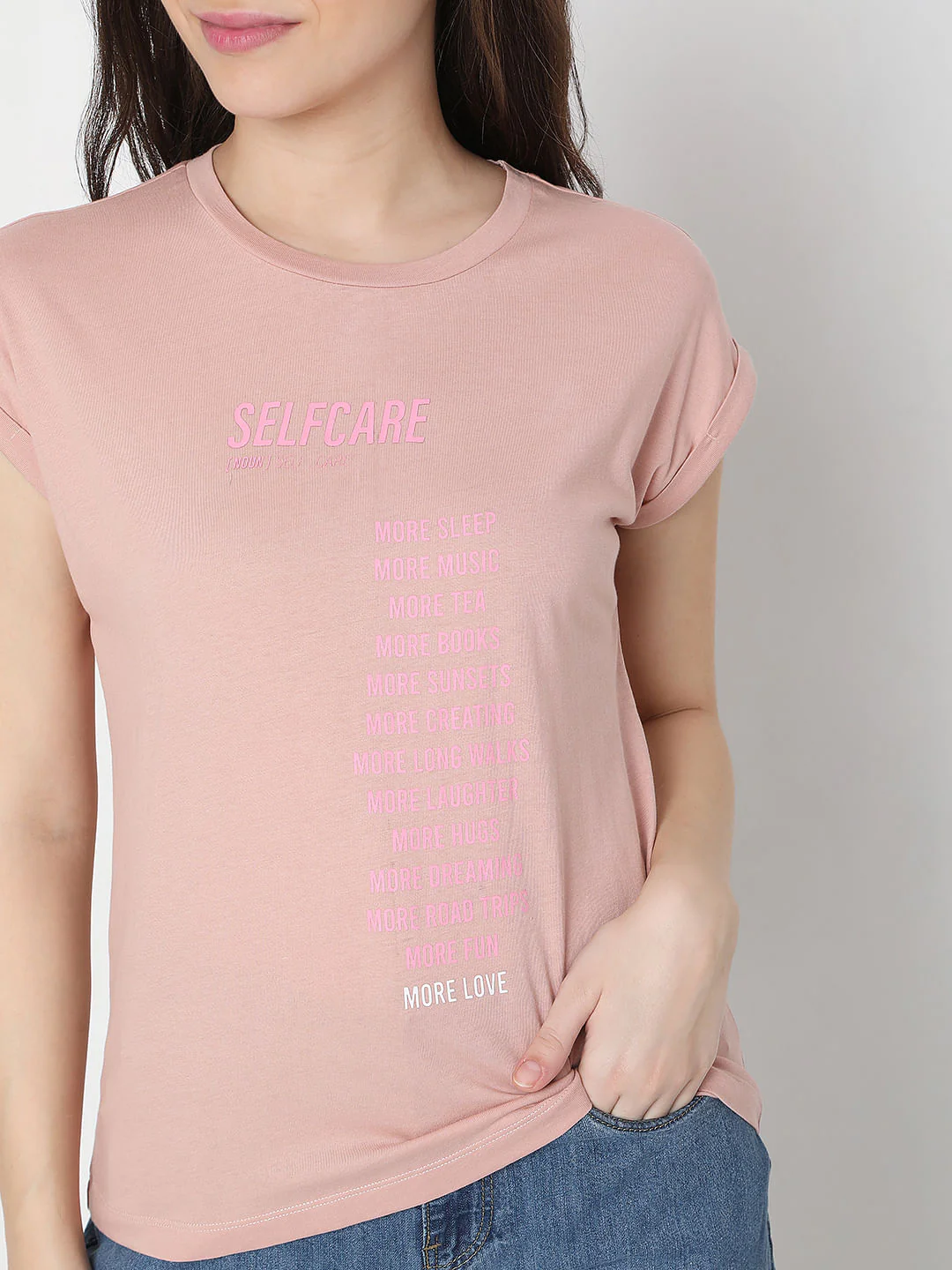 Pink Text Print T-Shirt - Image 6